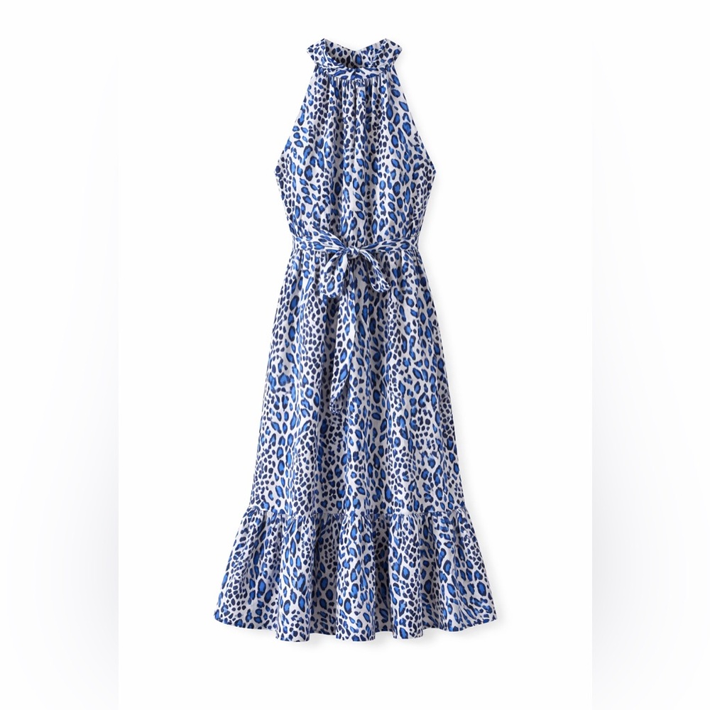 Brand Unknown Women's Animal Print Halter Neck Midi Dress